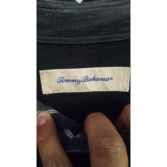 Tommy Bahama dark grey modal blend button collar neck tee - Picture 3 of 6